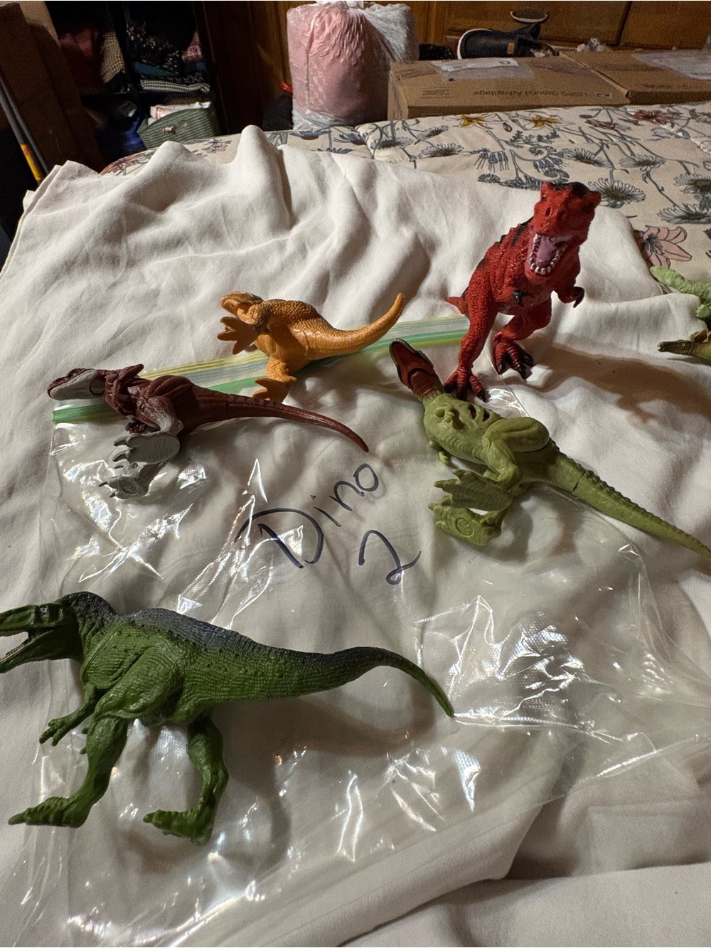 Assorted Green, Red, Orange, Brown Dinosaur Reptile Toys - Pack